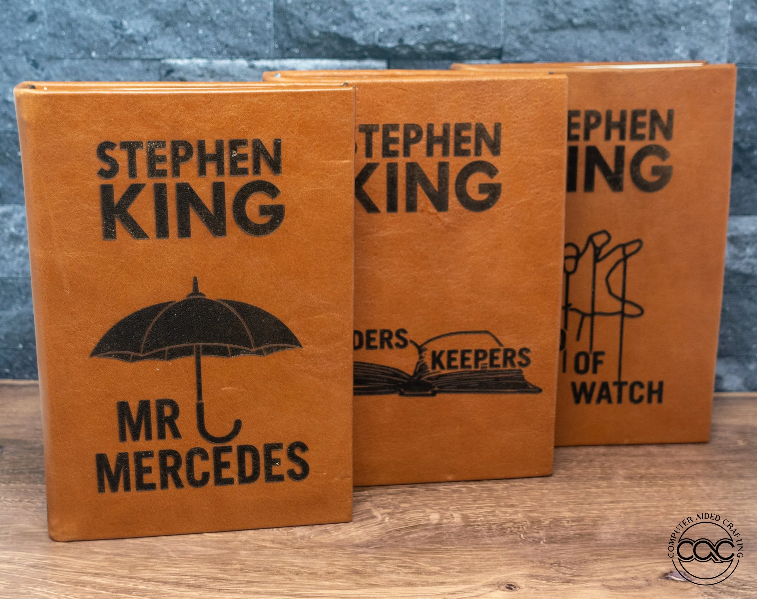 Mr Mercedes by Stephen King, leather bound — Computer Aided Crafting